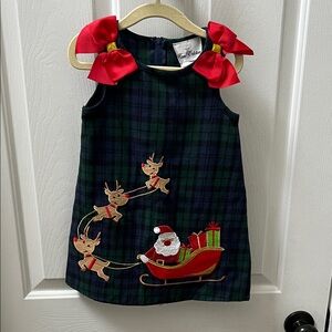 Rare Editions Festive Plaid Santa Dress Jumper